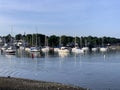 The boats floating on the sea in Mamaroneck bay Royalty Free Stock Photo