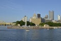 Boats in front of Point State Park, Pittsburgh, Pen Royalty Free Stock Photo