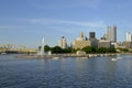 Boats in front of Point State Park, Pittsburgh, Pen Royalty Free Stock Photo