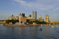 Boats in front of Point State Park, Pittsburgh, Pen Royalty Free Stock Photo