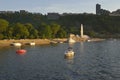 Boats in front of Point State Park, Pittsburgh, Pen Royalty Free Stock Photo