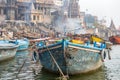 Boats on the Ganges river, Varanasi, Uttar Pradesh, India Royalty Free Stock Photo