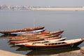 Boats on the Ganges River in Varanasi, Uttar Pradesh, India Royalty Free Stock Photo