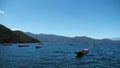 Boats in Goddes Bay of Lugu Lake
