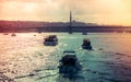 Boats in the Golden Horn Bay in Istanbul Royalty Free Stock Photo