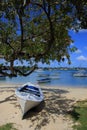 Boats at Grand-baie beach in Mauritius