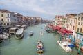 Boats on grand canal in Venice, Italy. Royalty Free Stock Photo