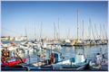 Boats in the Haifa bay of the city of Acre & x28;Acco& x29;