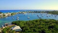 Boats in the Harbor with Atlantic Ocean Background Royalty Free Stock Photo