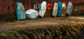 Boats in a harbor, in the background stone promenade, seaside,