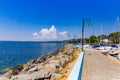 Boats in harbor by Lake Bolsena, Italy