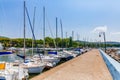 Boats in harbor by Lake Bolsena, Italy