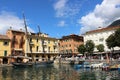 Boats in harbor at Malcesine on Lake Garda, Italy Royalty Free Stock Photo