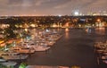 Boats in harbor night light Royalty Free Stock Photo