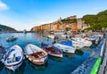 Boats in harbor of Portovenere in Italy Royalty Free Stock Photo