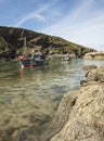Boats in harbour at Boscastle, Cornwall from rocks Royalty Free Stock Photo