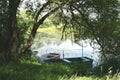 Boats on Havel river in summer time (Havelland, Germany) Royalty Free Stock Photo