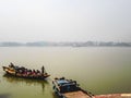 Boats on the Hooghly River in Kolkata Calcutta, Dakshineswar, West Bengal, India Royalty Free Stock Photo