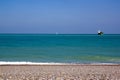 Boats on the horizon. Dieppe, Seine-Maritime, France. Royalty Free Stock Photo