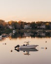 Boats and houses on Ryders Cove, in Chatham, Cape Cod, Massachusetts Royalty Free Stock Photo
