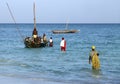 Boats on the Indian Ocean off Nungwi Royalty Free Stock Photo