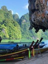 Boats at the James Bond island in Phuket Thailand