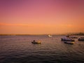 Boats, kayak and city views at Atakum Beach in Samsun.