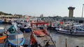 Boats on Keemari Port, Karachi Pakistan with Pakistani Flag