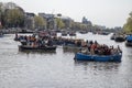 Boats At Kingsday At The Amstel River At Amsterdam The Netherlands 27-4-2023 Royalty Free Stock Photo