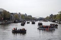 Boats At Kingsday At The Amstel River At Amsterdam The Netherlands 27-4-2023