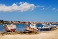 Boats in Laganas harbor on Zakynthos island -24 June 2015