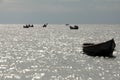 Boats on Lake Albert Africa Royalty Free Stock Photo
