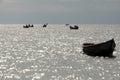 Boats on Lake Albert Africa
