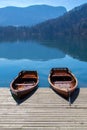 Boats on Lake Bled Royalty Free Stock Photo