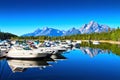 Boats on the lake in Grand Teton Nation Park Royalty Free Stock Photo