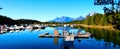 Boats on the lake in Grand Teton National Park Royalty Free Stock Photo