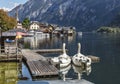 Boats on lake Halstatt Royalty Free Stock Photo