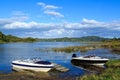 Boats in Lake Rotoma, New Zealand Royalty Free Stock Photo