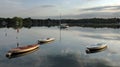 Boats in in the lake at sunrise