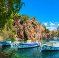 , Boats on Lake Voulismeni. Agios Nikolaos, Crete
