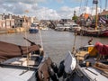 Boats in Lemmer Binnenhaven canal, Friesland, Netherlands