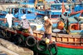 Boats and Lifestyle at Qui Nhon Fish Port, Vietnam in the morning.