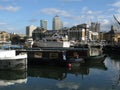 Boats in Limehouse Basin, London, England, UK