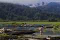 boats on lindu lake, Sigi district, Central Sulawesi, Indonesia