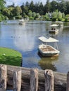 Boats through little Holland Woods Windmill Water Grass Royalty Free Stock Photo