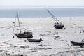 Boats in low tide in Cancal Royalty Free Stock Photo