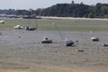 Boats in low tide in Cancal Royalty Free Stock Photo