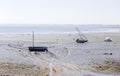 Boats in low tide in Cancal Royalty Free Stock Photo