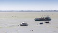 Boats in low tide in Cancal Royalty Free Stock Photo