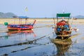 Boats at low tide, Rawai beach, Phuket, Thailand Royalty Free Stock Photo